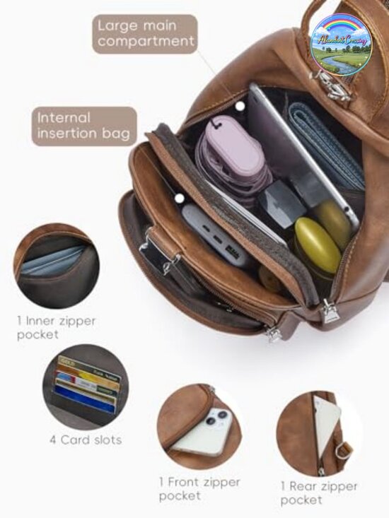 PU Leather Convertible Sling Backpack Crossbody Purse for Travel main image 7